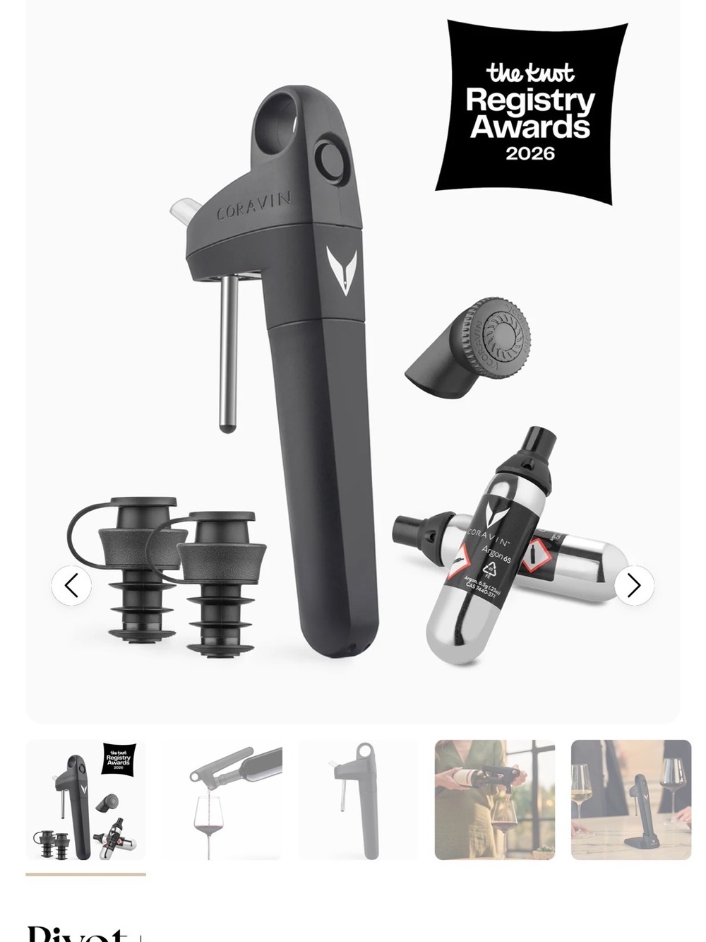 Coravin Pivot Wine Preservation System — Matte Black